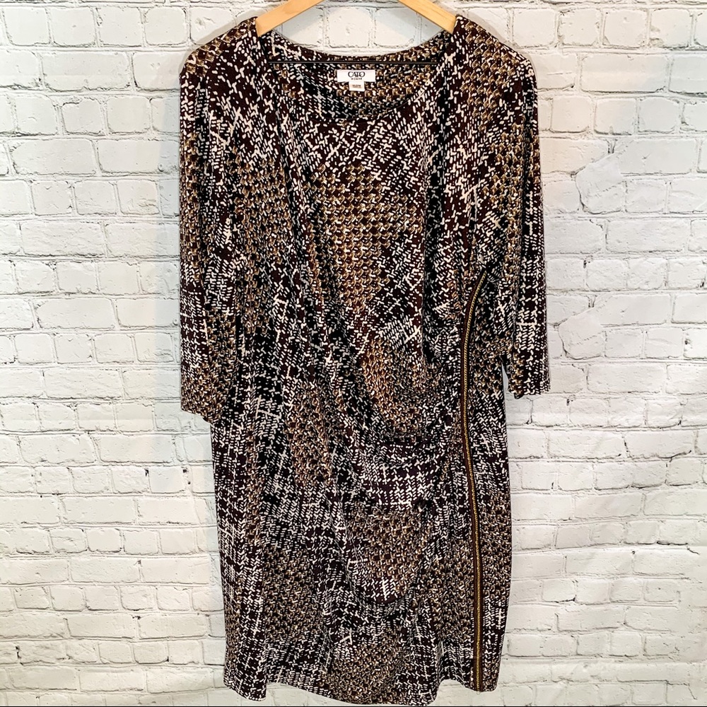 22/24W Cato Brown and White Dress